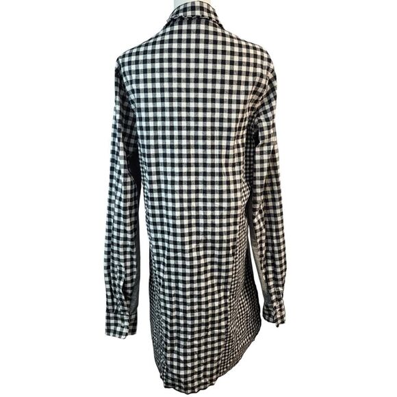 POL BOHO Oversized Small Black and White Checked Gingham Dress Frayed Hem - Picture 6 of 16